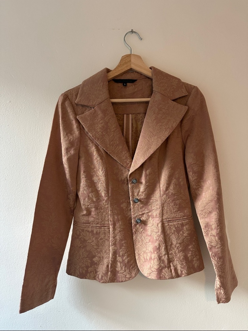 Women's Rose Brown Brocade Tailored Blazer